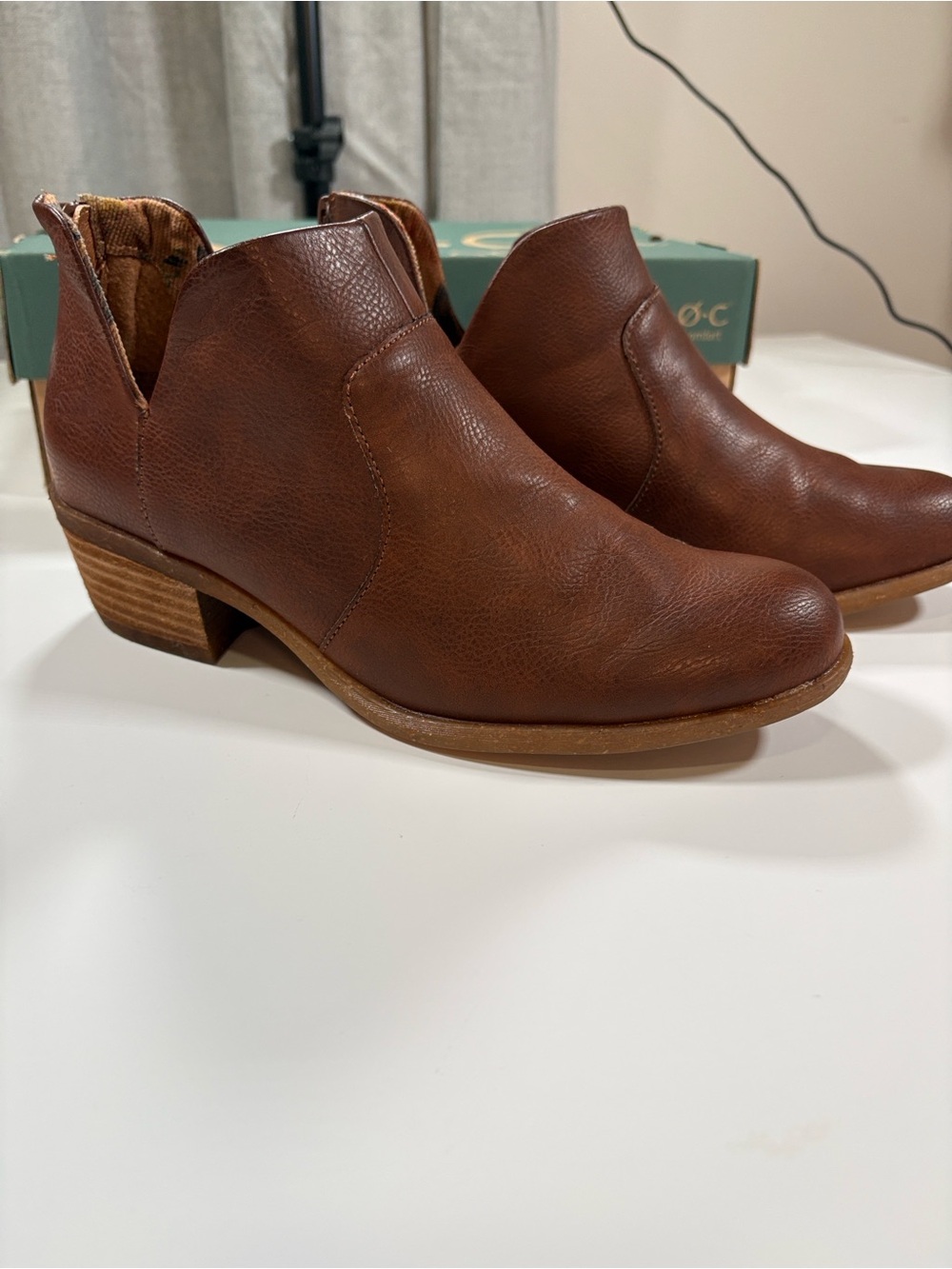 b.o.c. Chestnut Brown Leather Cutout Ankle Booties